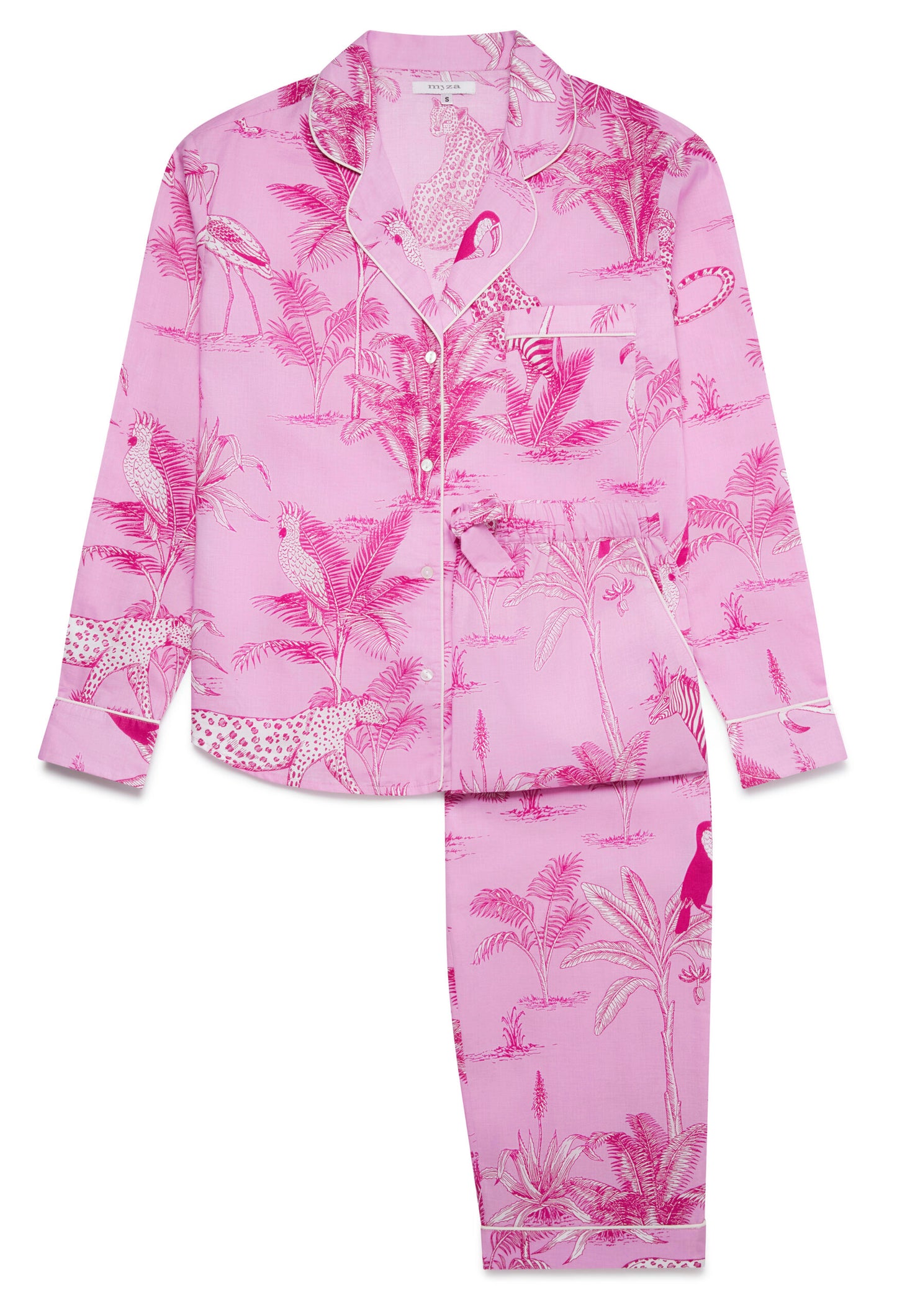 Women's organic cotton trouser set - Pink Botanical