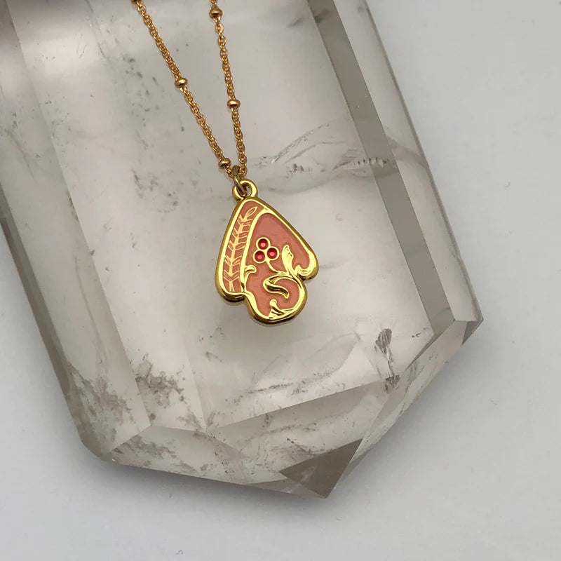 Art Deco Flower Pendant Pink