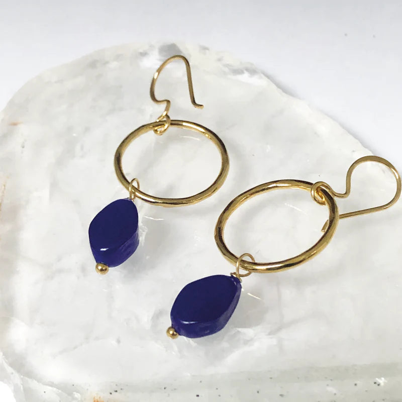 Jacqui Earring Recycled Glass Marine Blue