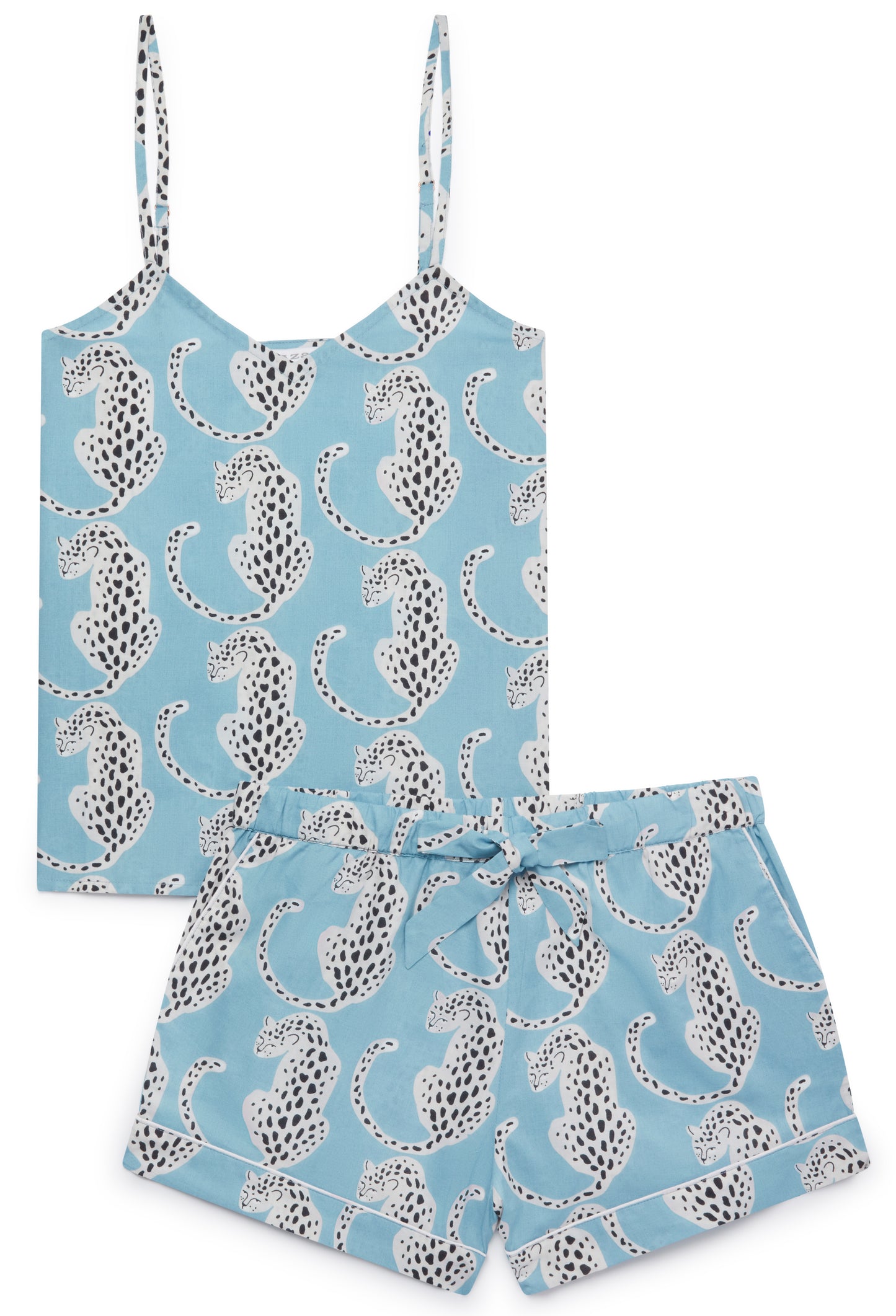 Women's organic cotton cami set - Blue Leopards