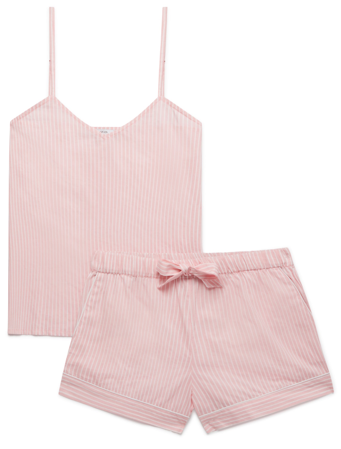 Women's organic cotton cami set - Pink & White stripe