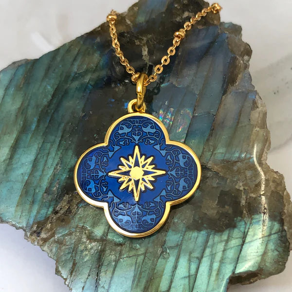 Petal Star Cross Enamel Royal Blue